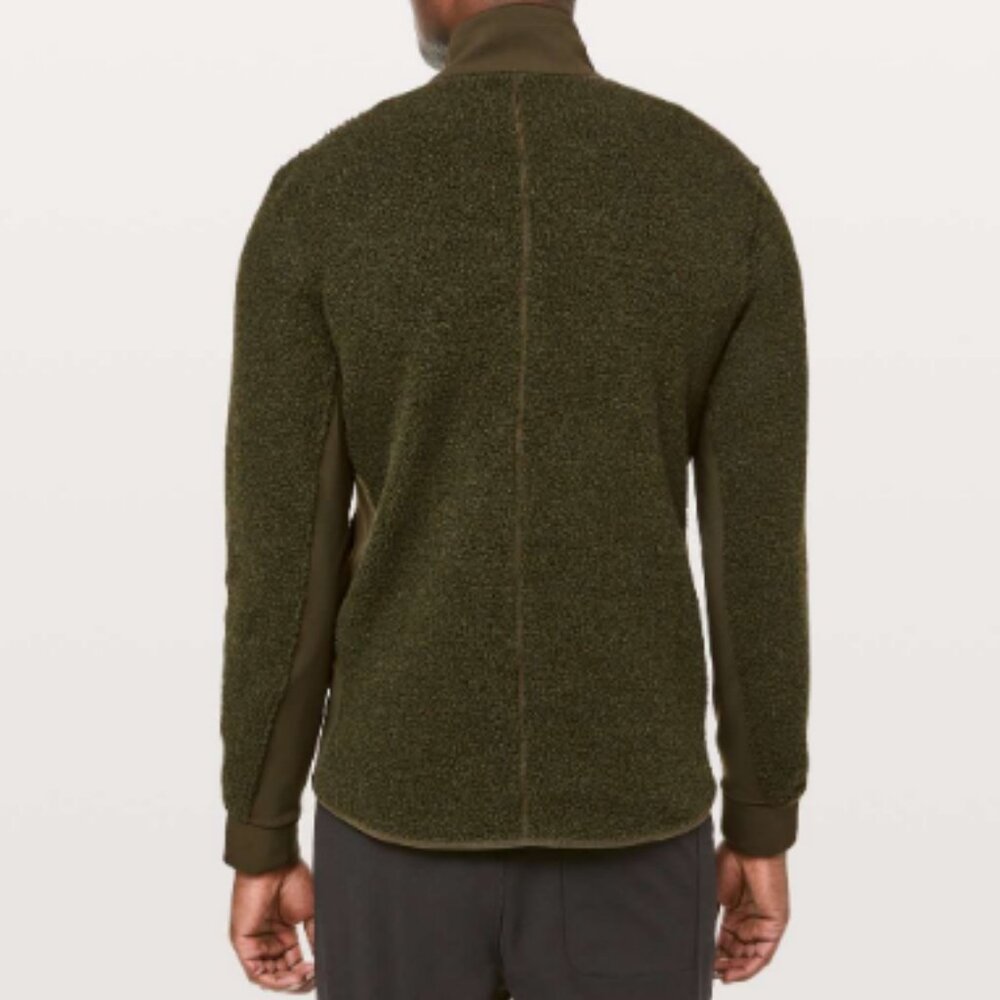 Lululemon Tundra Trek 1/2 Zip Heathered Dark Olive large l jacket sherpa fleece - Picture 2 of 12